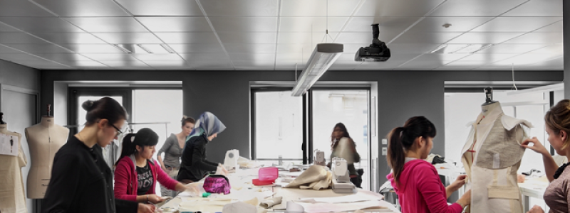 Fashion students in class